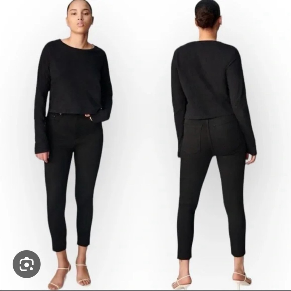 Denim Forum The Lola High Rise Skinny Raw Hem Black 26L Jeans Size 24